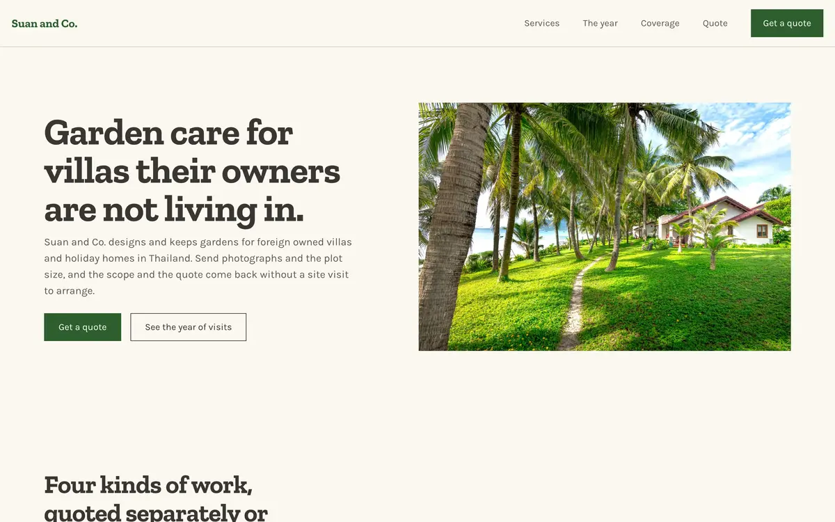 Suan and Co., the first screen of the website
