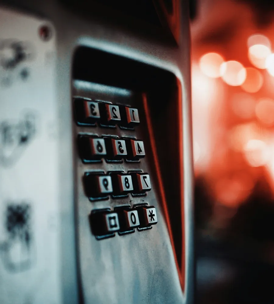 A metal keypad, close.