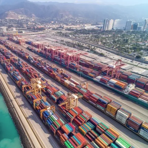 A container yard from above.