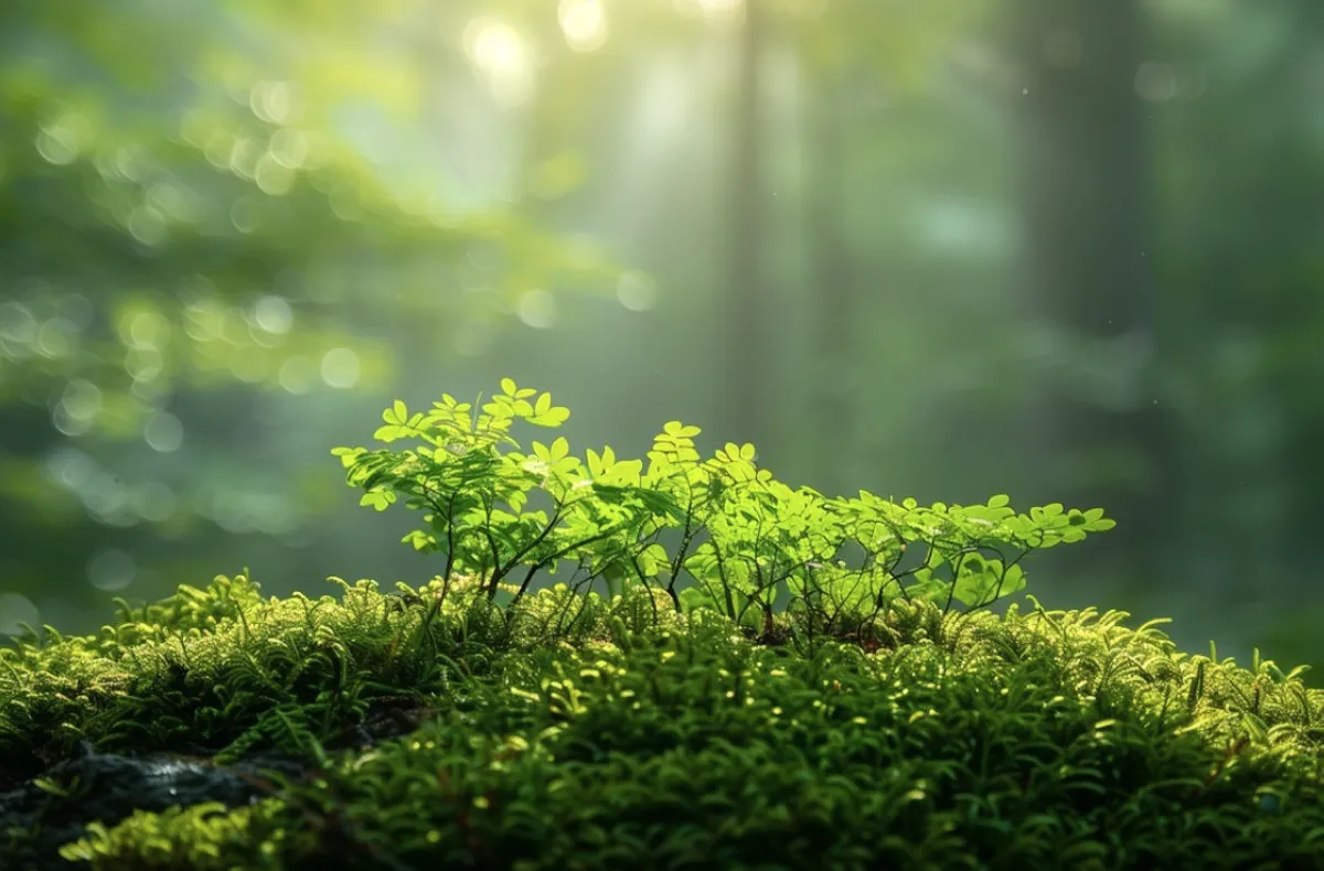 Green shoots on moss.