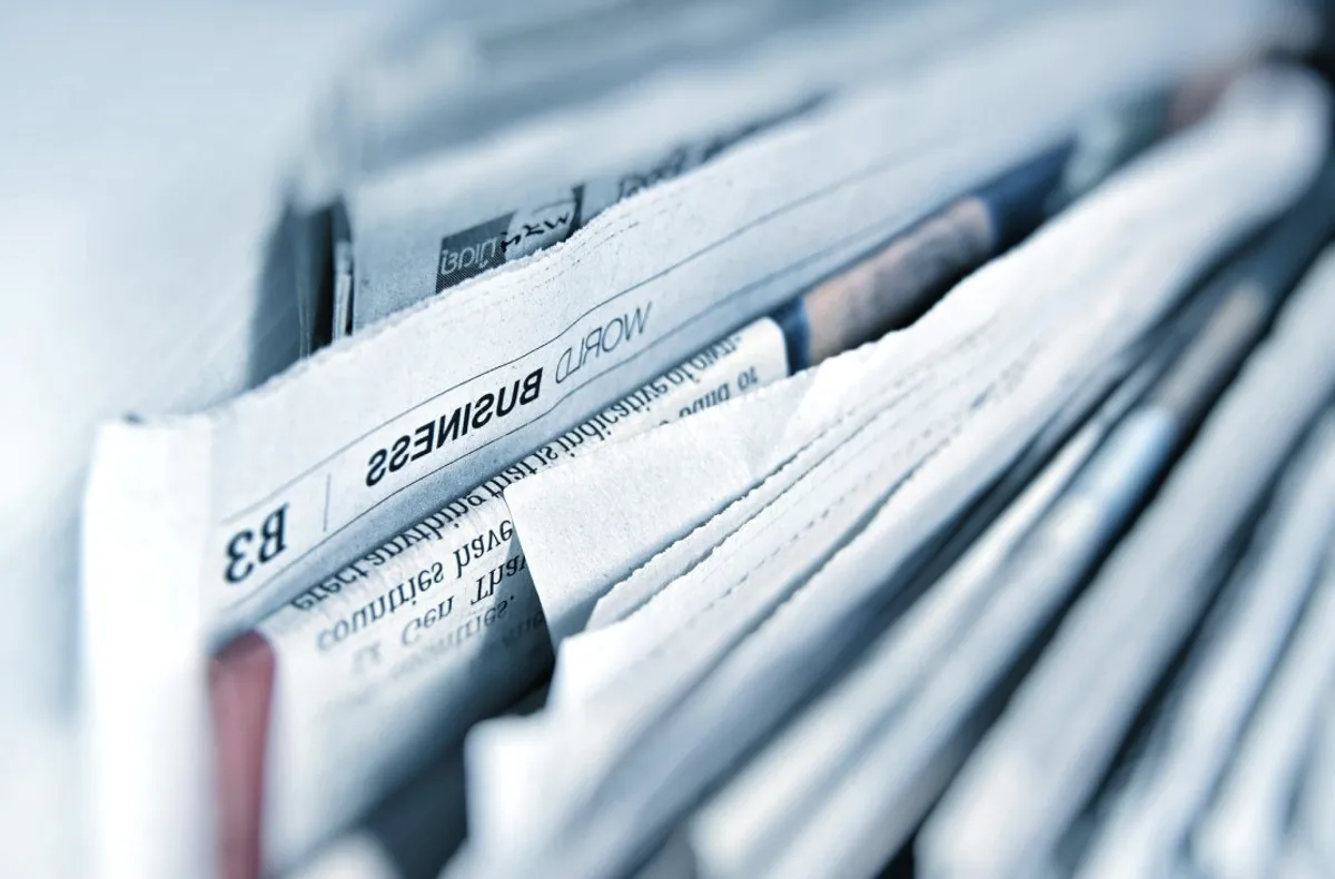 A stack of newspapers.