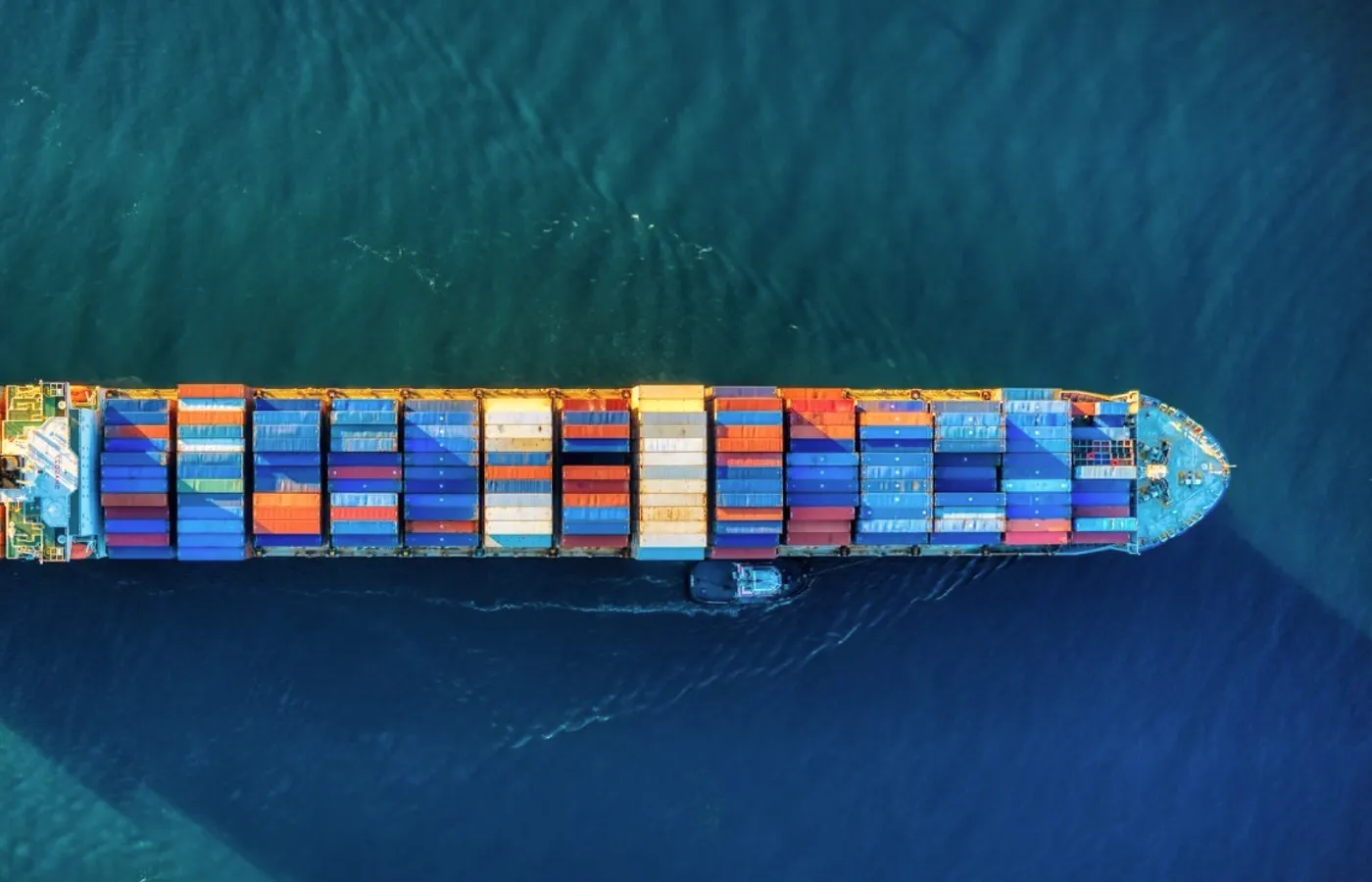 A container ship from above.