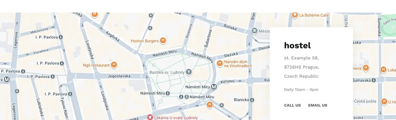 A street map of the neighbourhood around the hostel.