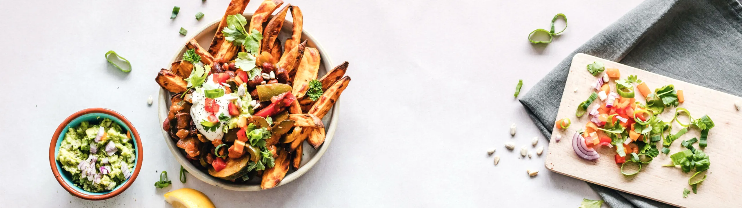 Sweet potato wedges with herbs and a fresh salsa.