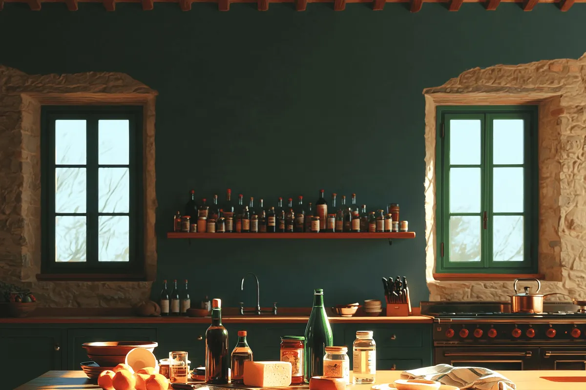 A kitchen with a window and a full counter.