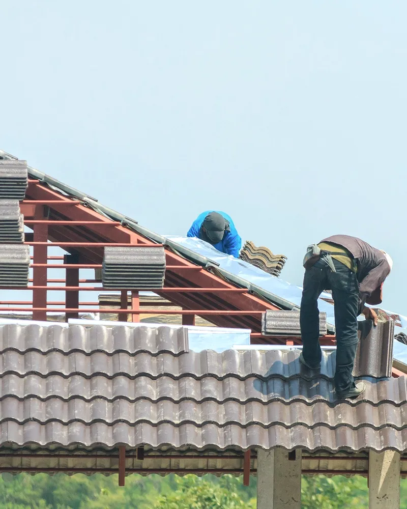A roofer on a ridge.