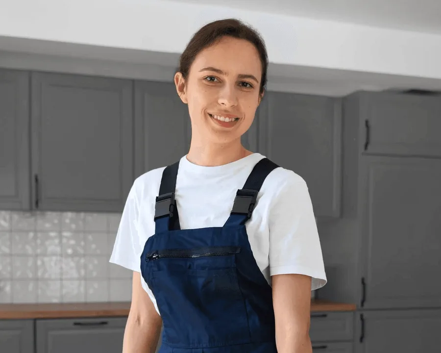 A staff portrait in a laundry.