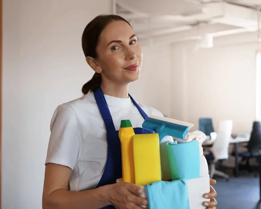 A staff portrait in a laundry.