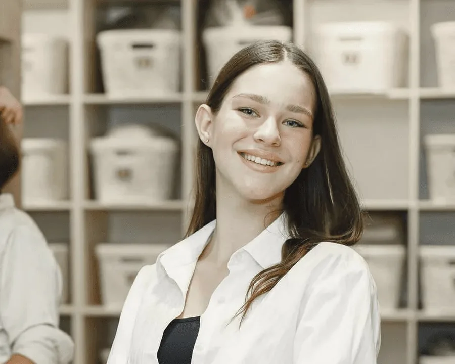 A staff portrait in a laundry.