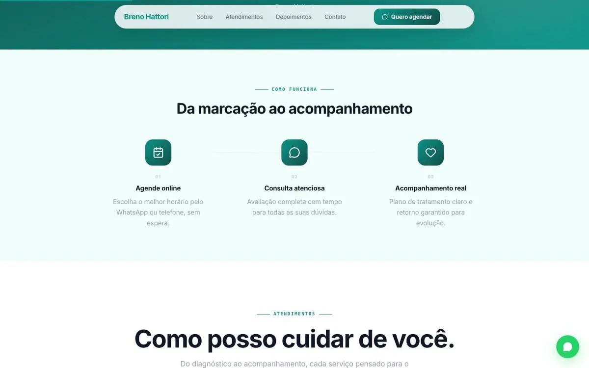 Section 03 of the Breno site, how an appointment works