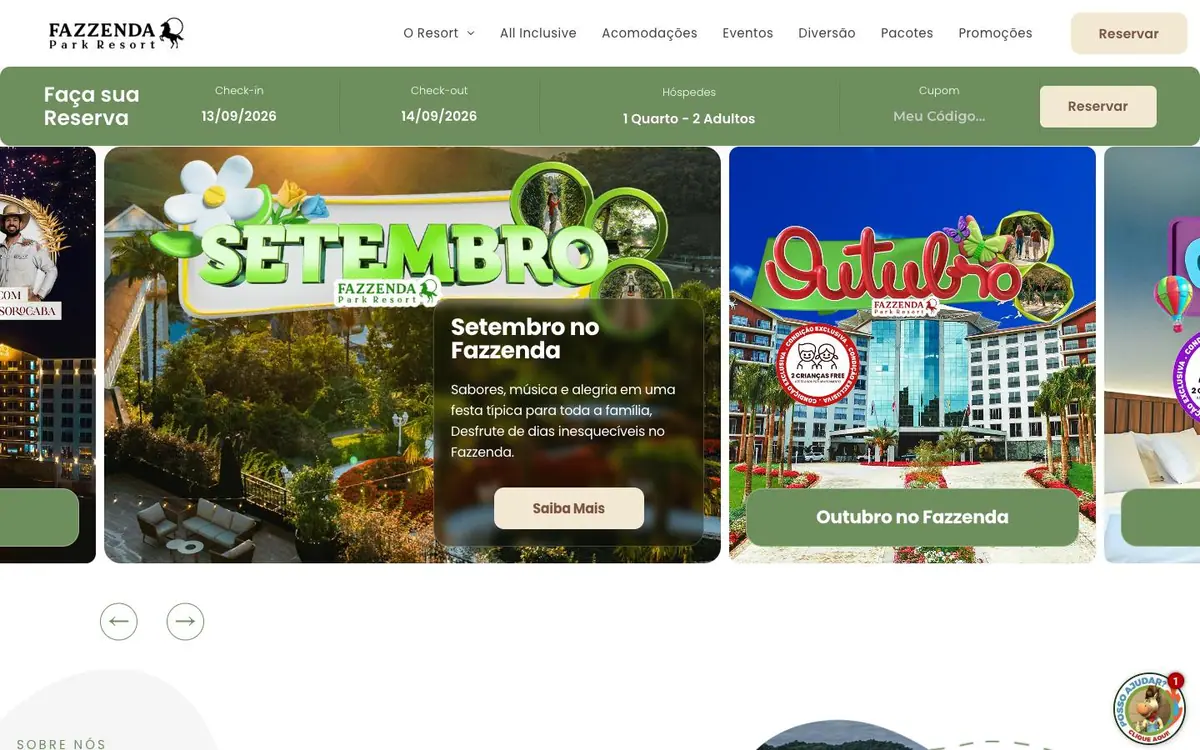 Section 02 of the Fazzenda Park Resort site, what is on now