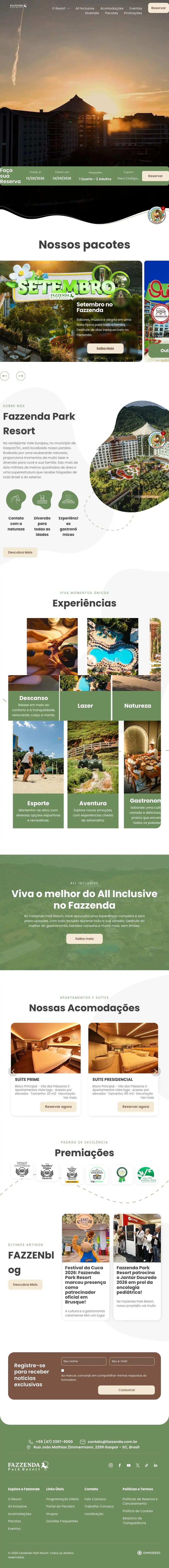 Fazzenda Park Resort, the same page at 834px wide