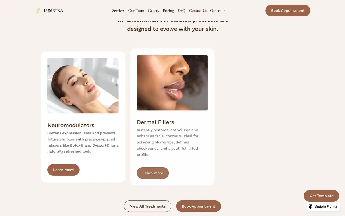 Section 04 of the Lumetra site, signature treatments