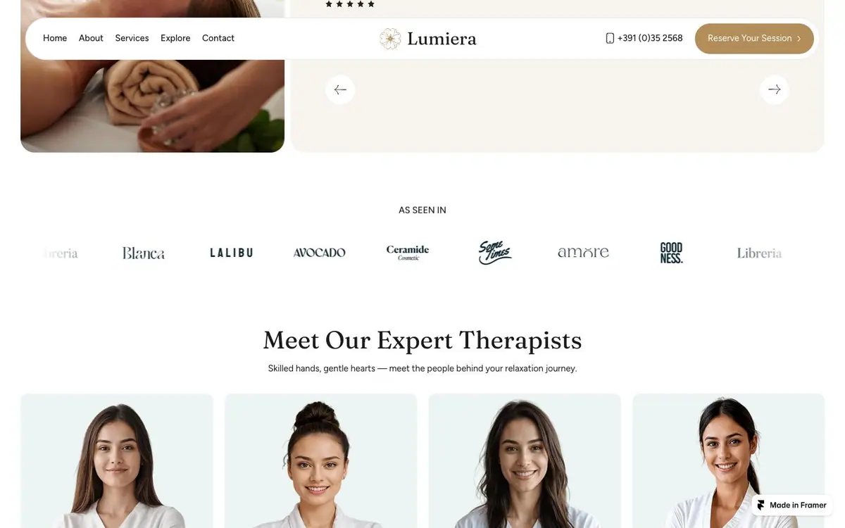 Section 05 of the Lumiera site, press and therapists